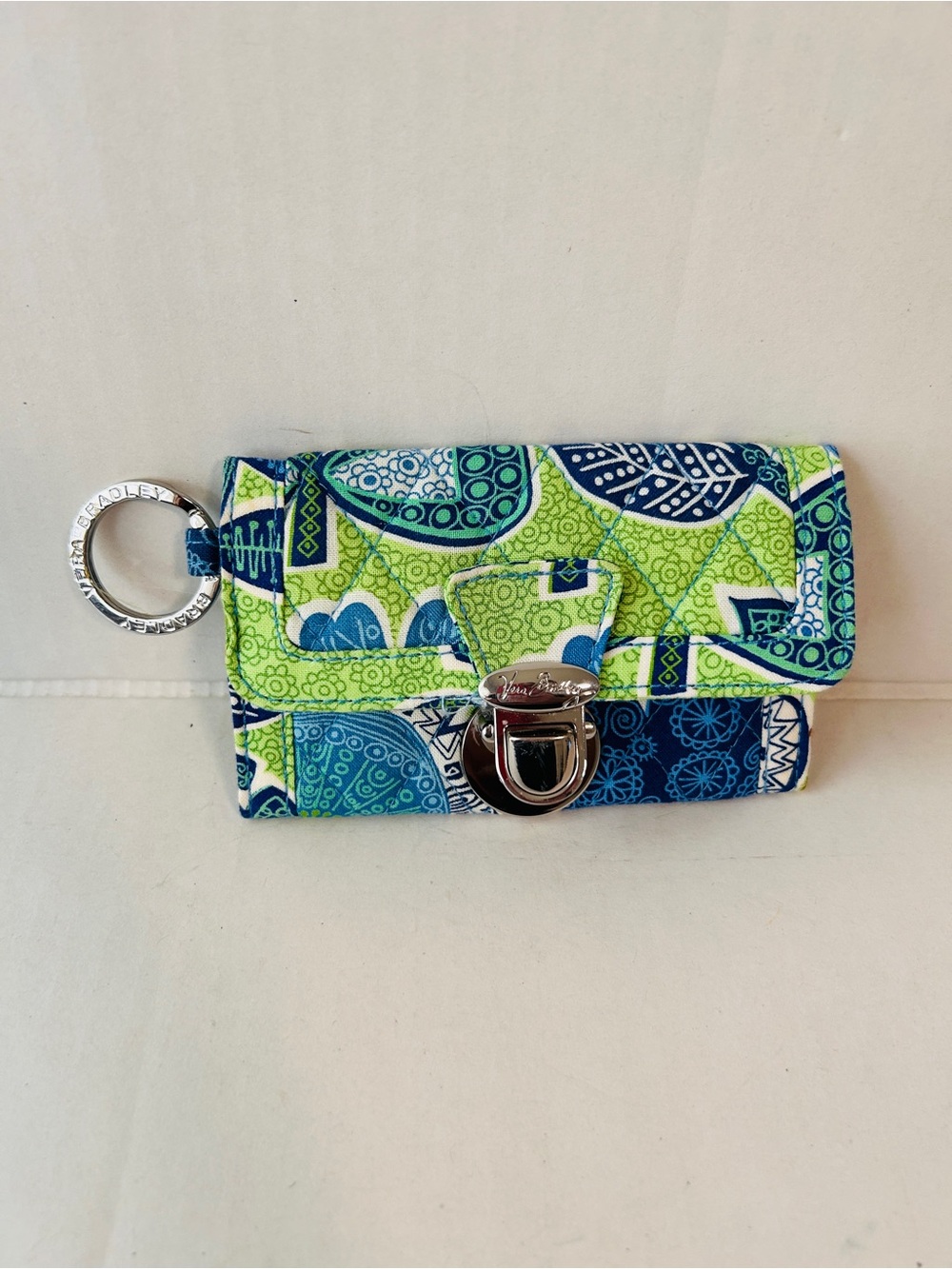 Vera Bradley Blue & Lime  green Quilted Key wallet